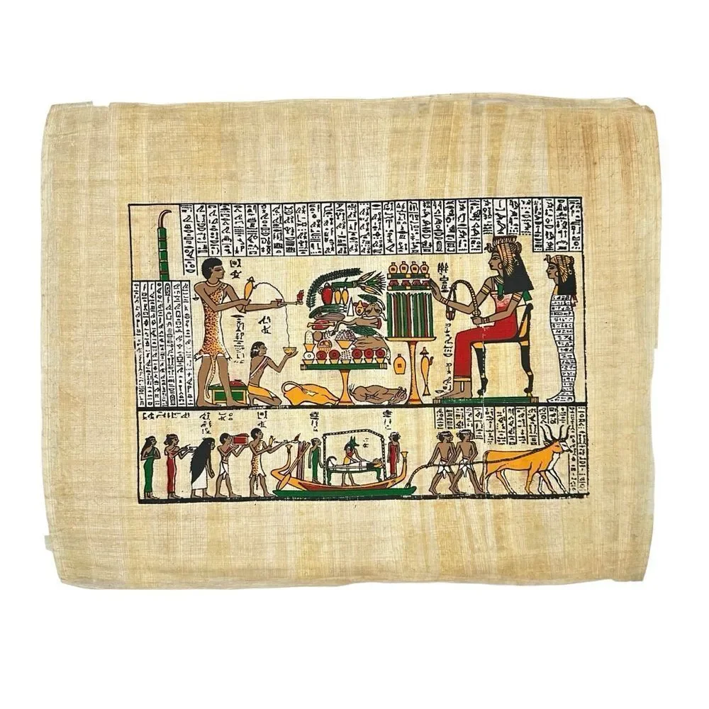 Vintage Egyptian Papyrus Painting Book of the Dead Anubis Osiris Hieroglyphics